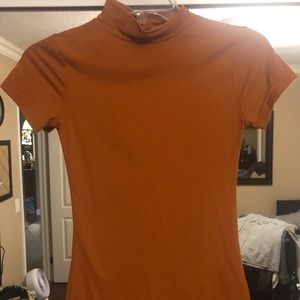 Burnt Orange Body Fit High Neck